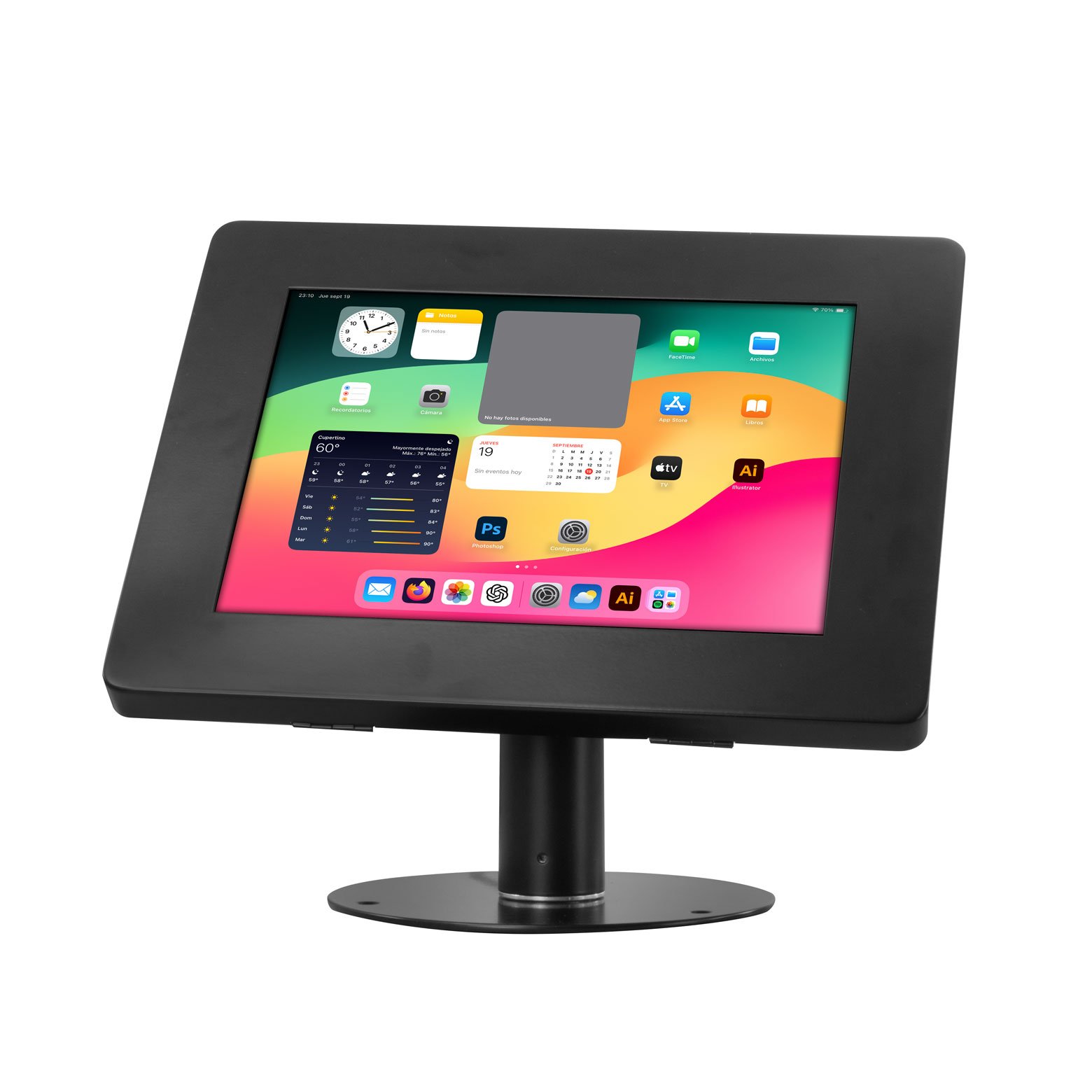 Soporte rotatorio doble seguridad antirrobo con chapa para iPad Pro y Air de 13"