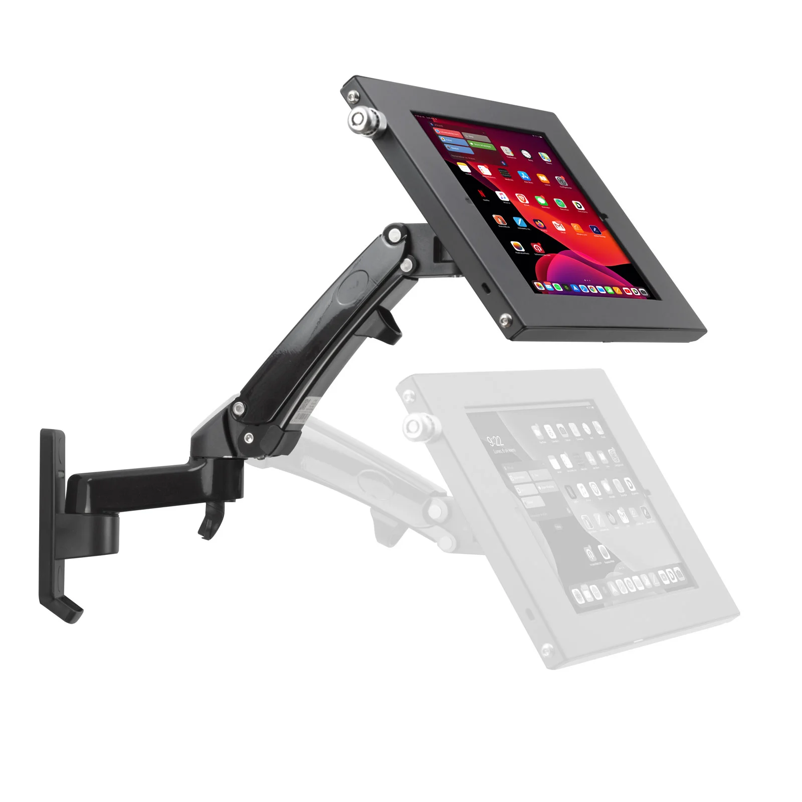 SPNNBW01B Soporte de Seguridad Antirrobo de Gas para iPad 9.7", 10.2" y 10.5" con Brazo Articulado