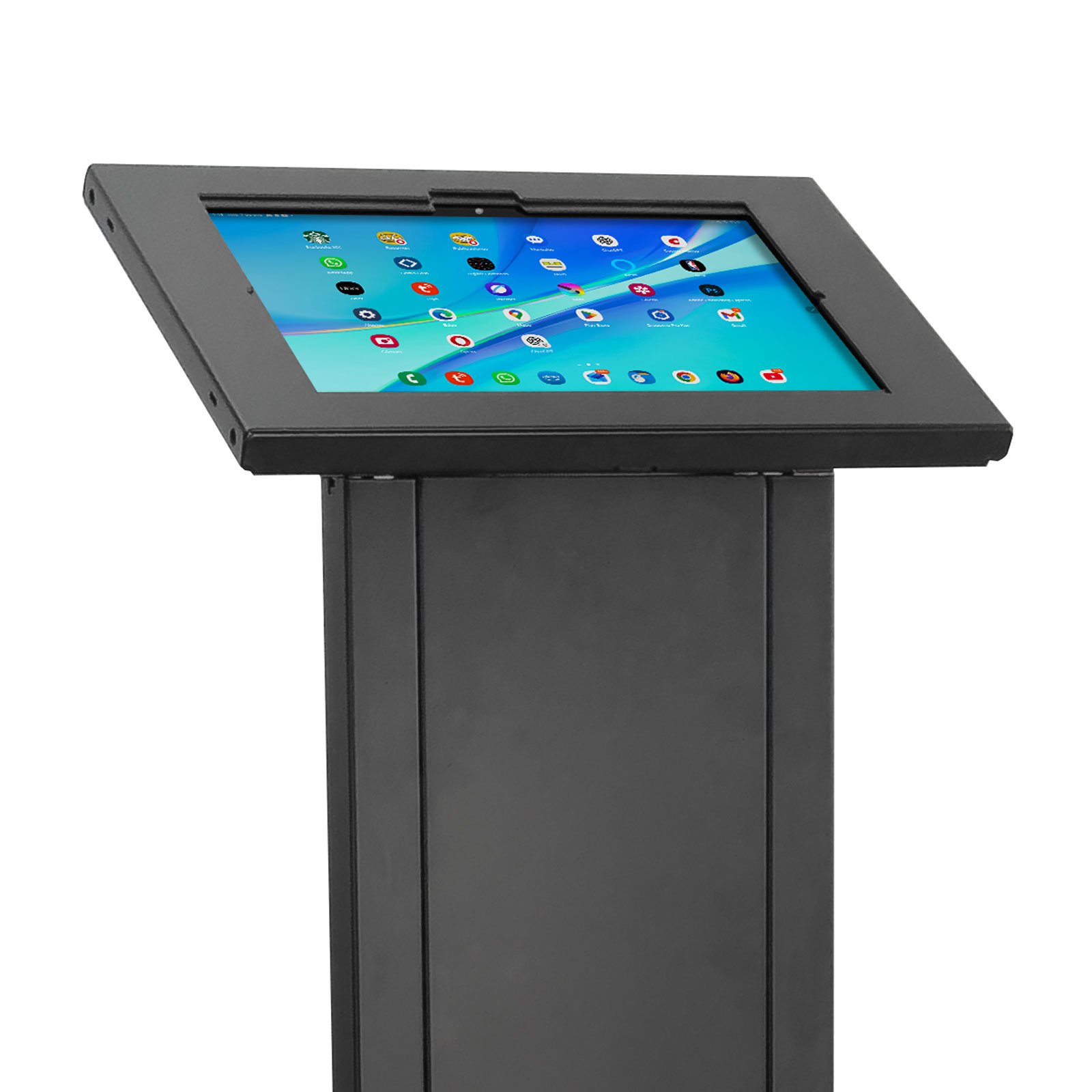 SPNLK30W06 pedestal de piso con caja antirrobo metálica para tabletas Samsung de 11 pulgadas