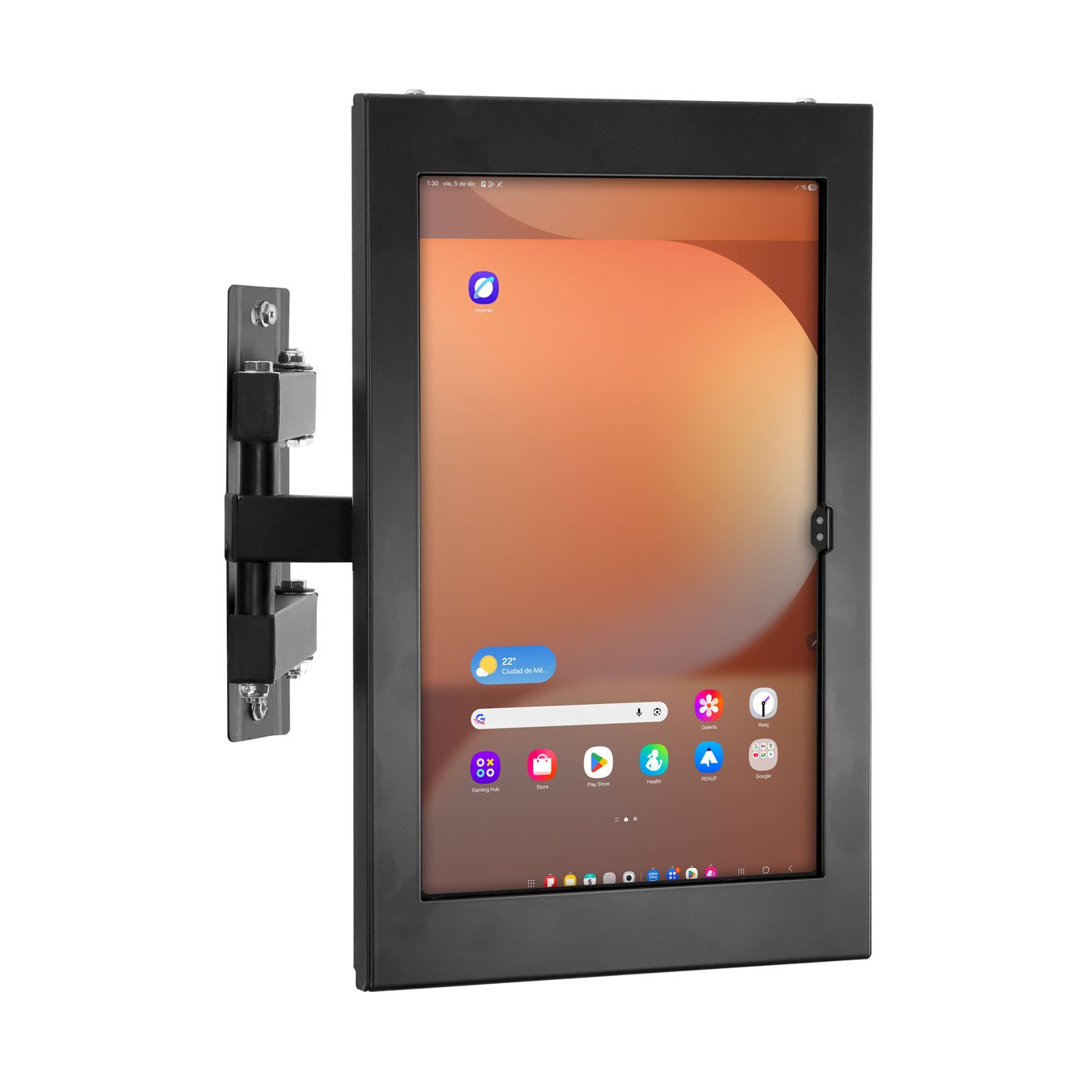 SPNARM2BW07L brazo mural articulado con caja antirrobo metálica para Samsung Galaxy S11 Ultra 14.6 pulgadas